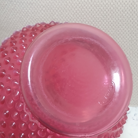 FENTON Cranberry Opalescent Hobnail Vase - Picture 7 of 9